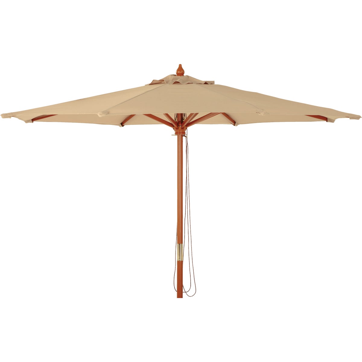 Outdoor Expressions 9 Ft. Pulley Tan Market Patio Umbrella With Brass Plated Hardware