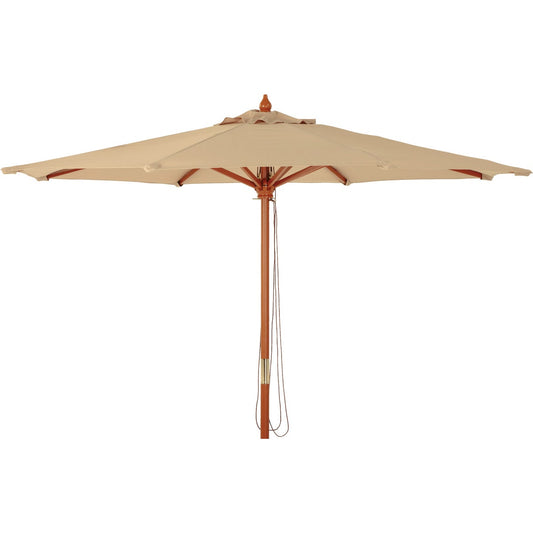 Outdoor Expressions 9 Ft. Pulley Tan Market Patio Umbrella With Brass Plated Hardware