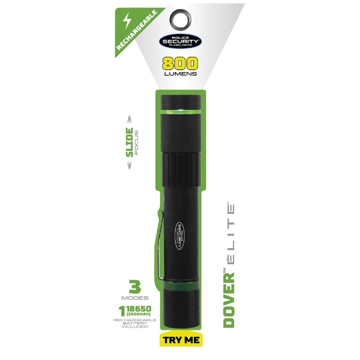 Police Security Dover LED Rechargeable Focusing Flashlight