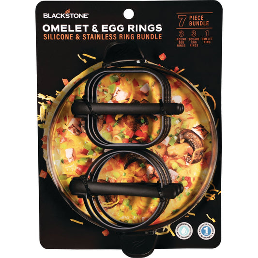 Blackstone Silicone Egg Ring and Stainless Omelet Ring 7-Piece Tool Set