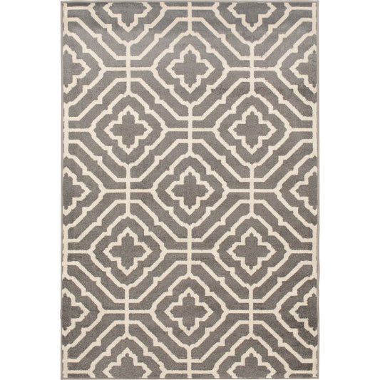 Backyard Bungalow Glidden 6 Ft. 7 In. x 9 Ft. 6 In. Neutral Geo Plus Tile Plush Outdoor Rug