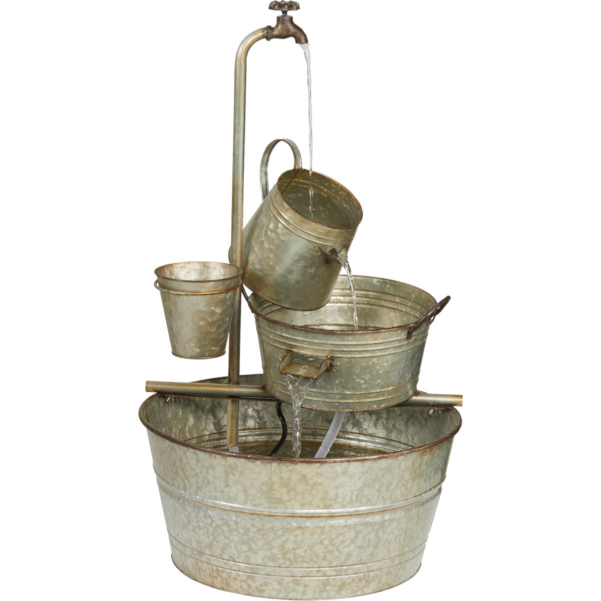 Best Garden 22 In. W. x 33 In. H. x 22 In. L. Galvanized Metal Bucket Fountain