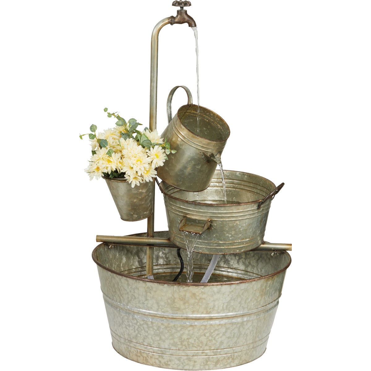 Best Garden 22 In. W. x 33 In. H. x 22 In. L. Galvanized Metal Bucket Fountain