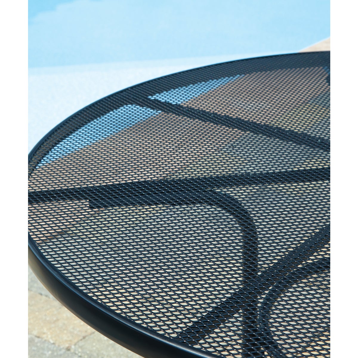 Outdoor Expressions 48 In. Round Black Metal Mesh Steel Table