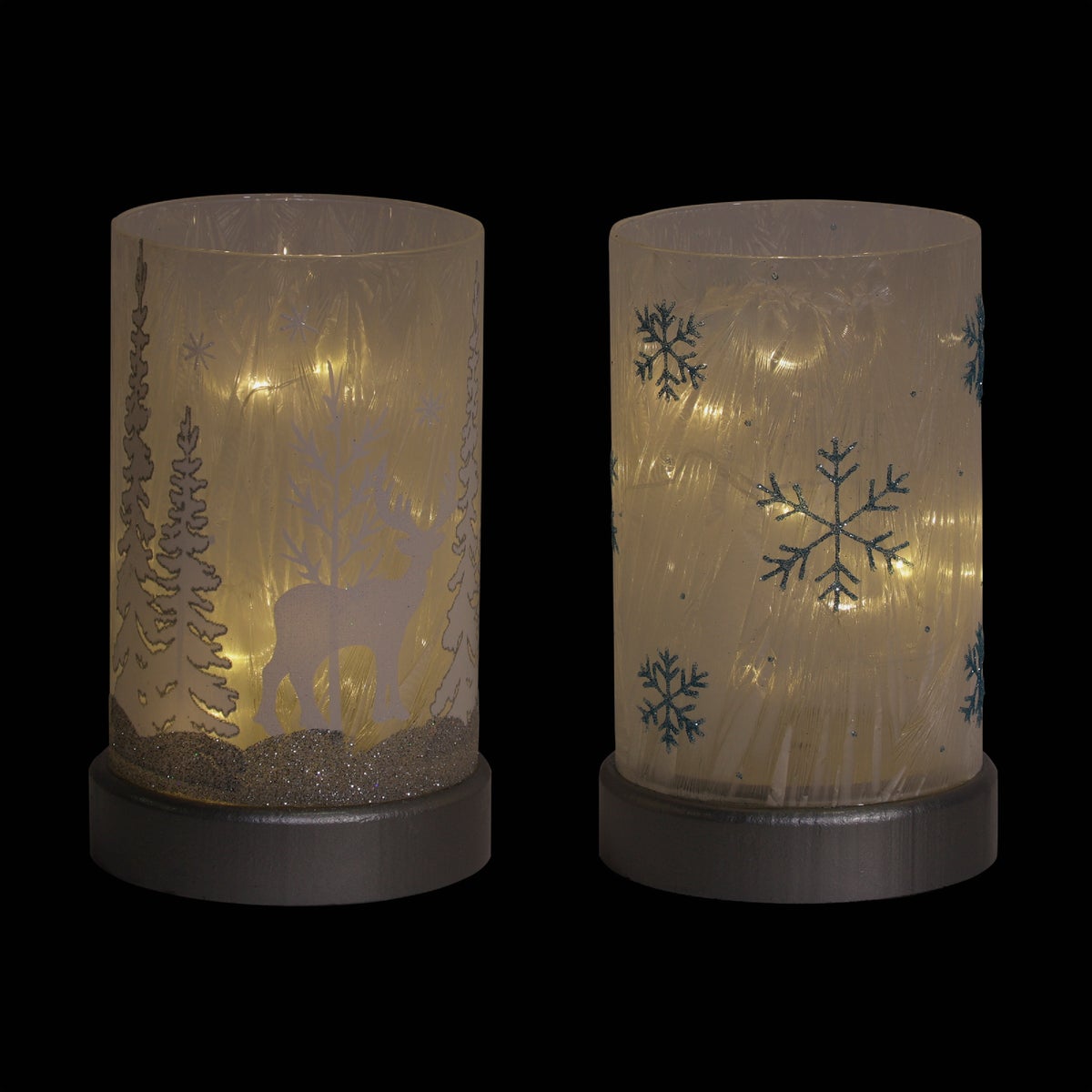 Alpine 4 In. W. x 7 In. H. x 4 In. L. Silver or Blue Lantern with LED String Lights Holiday Decoration