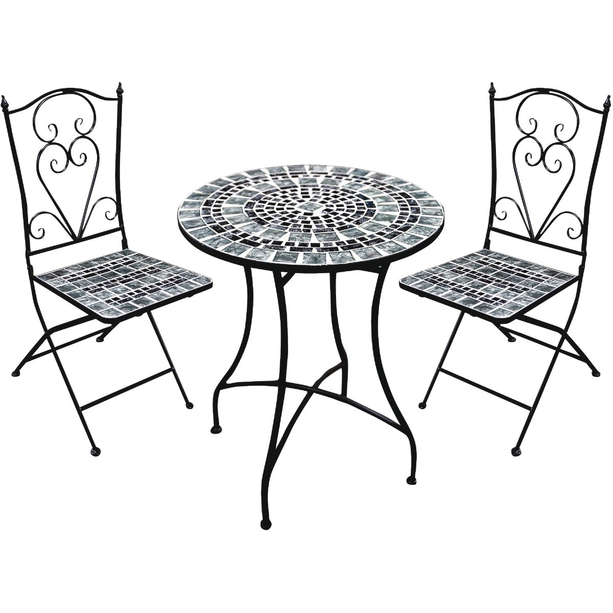 Alpine 3-Piece Marbled Glass Mosaic Bistro Set