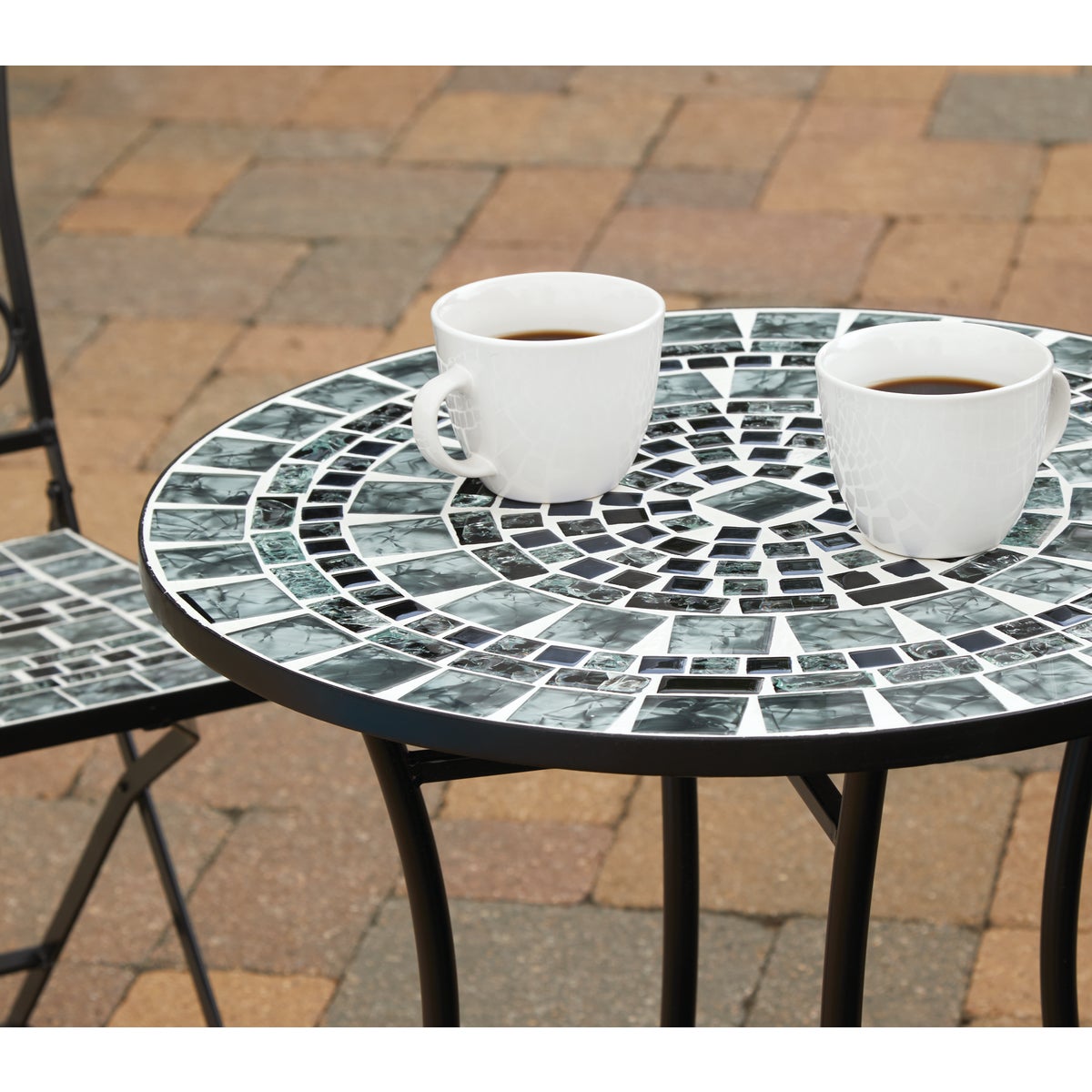 Alpine 3-Piece Marbled Glass Mosaic Bistro Set