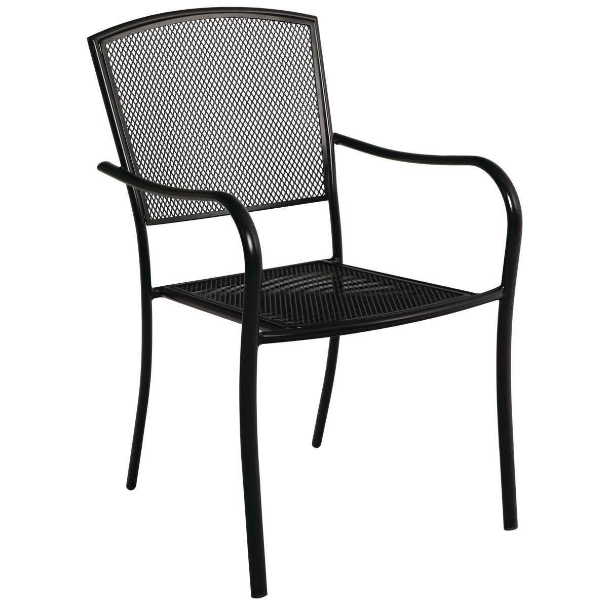 Outdoor Expressions Black Steel Mesh Stackable Chair