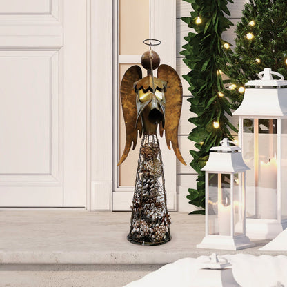 Alpine 9 In. W. x 18 In. H. x 6 In. L. Rustic Pinecone Angel Holiday Decoration