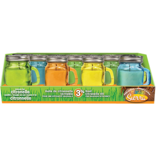 Sierra 2.8 Oz. Citronella Candle in Colored Glass Mason Jar