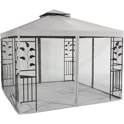 Outdoor Expressions 13 Ft. x 13 Ft. Gray & Black Steel Gazebo with Sides