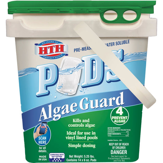 HTH 6 Oz. Pre-Measured Water Soluble Pods Algae Guard