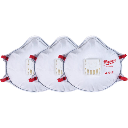 Milwaukee Disposable N95 Valved Respirator with Gasket (3-Pack)