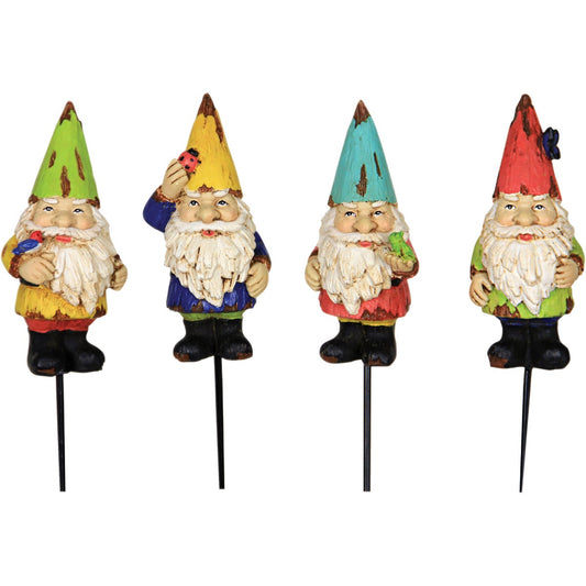 Exhart 9 In. Colorful Resin Gnome Pot Stake