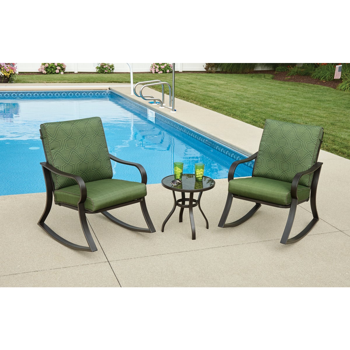 Outdoor Expressions Naples 3-Piece Cushion Rocker Set