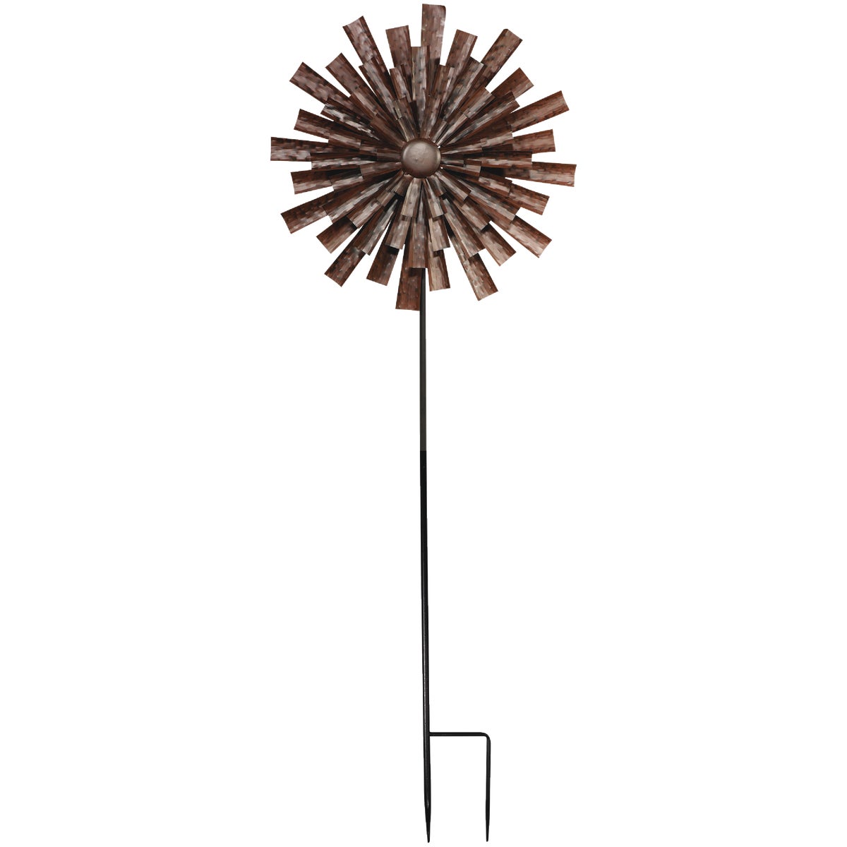 Alpine 81 In. H. Bronze Floral Kinetic Windspinner Garden Stake