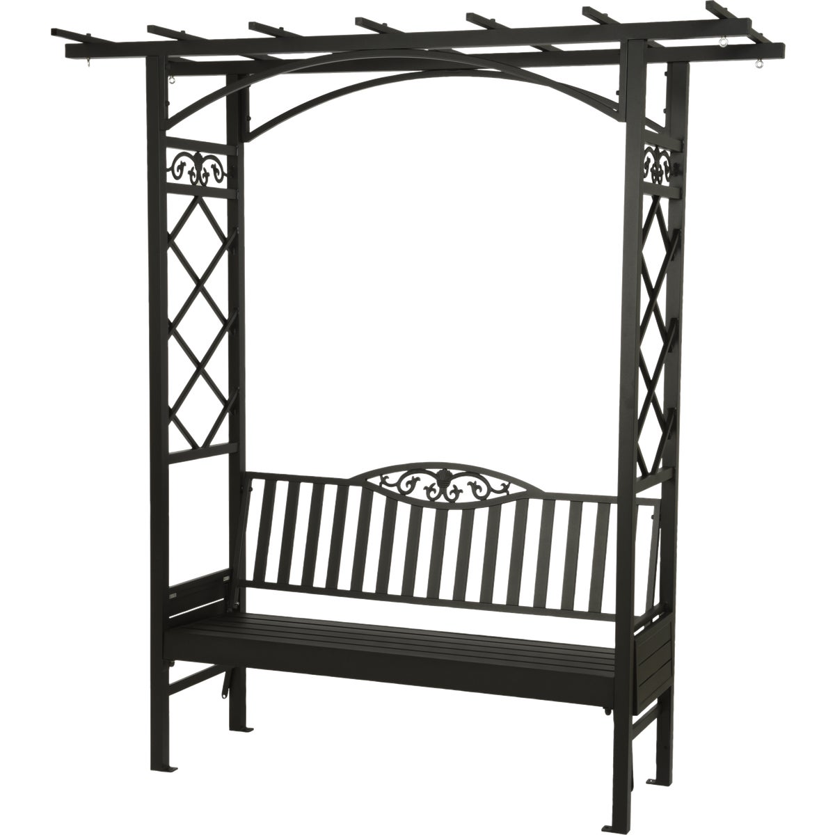 Decoris Garden Furniture Barolo 6 Ft. L. Black Aluminum Bench with Folding Side Tables