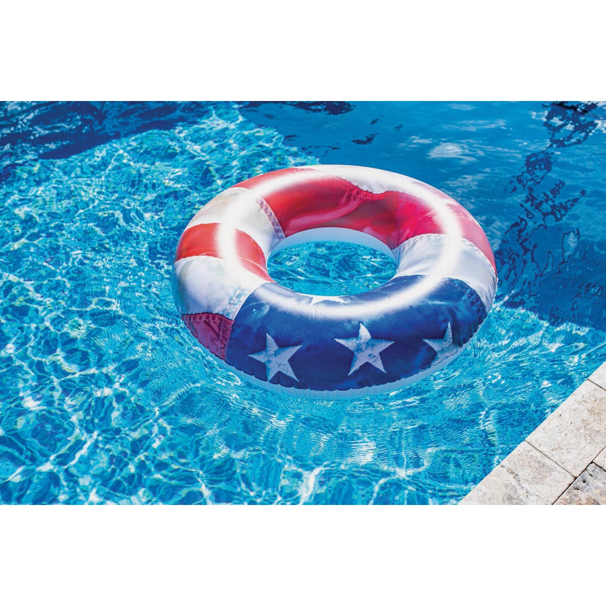 PoolCandy Stars & Stripes Ride-On Tube Pool Float