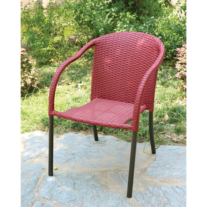 Coronado Casuals Red Wicker Steel Frame Stackable Chair