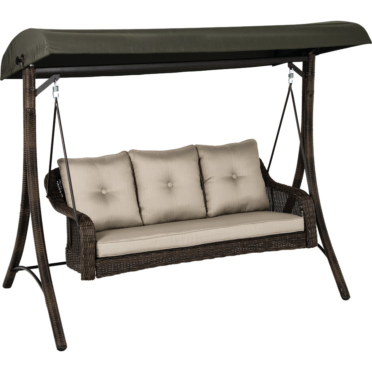 Outdoor Expressions Palermo 3-Person 87 In. W. x 72 In. H. x 49 In. D. Brown Wicker Patio Swing