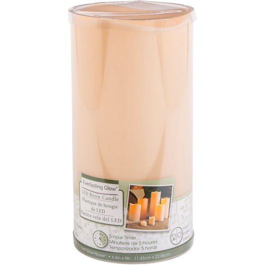 Gerson Everlasting Glow 9 In. H. x 4.5 In. Dia. Bisque Resin Flameless Candle