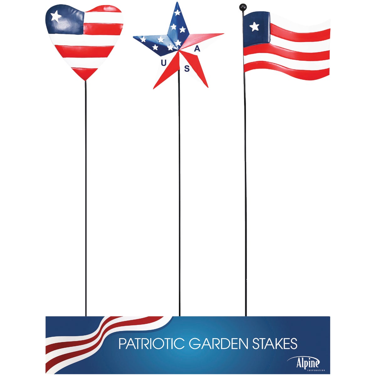 Alpine 40 In. H. Metal Patriotic Flag Garden Stake