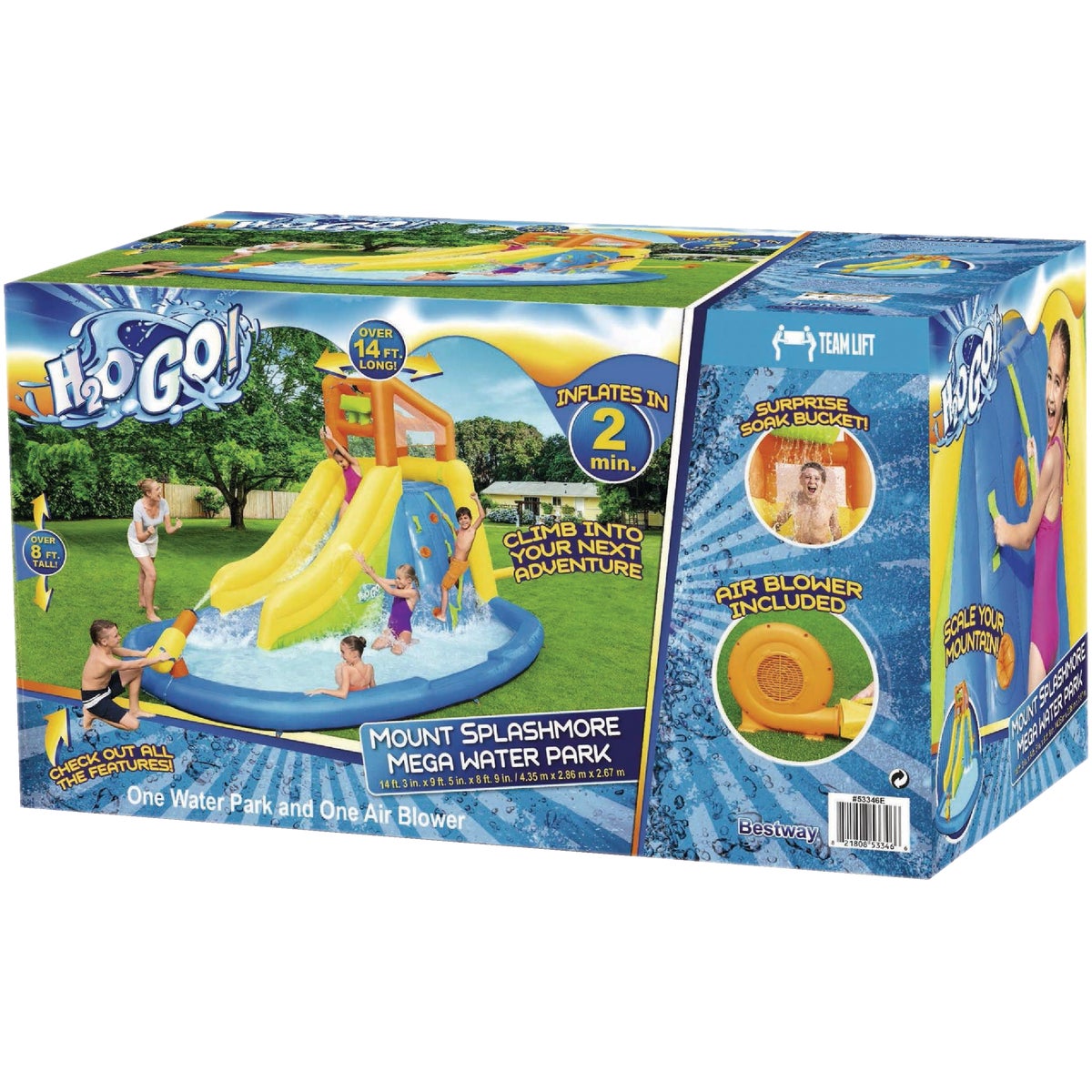 H2OGO! 14 Ft. 3 In. x 9 Ft. 5 In. x 8 Ft. 9 In. Mount Splashmore Mega WaterPark