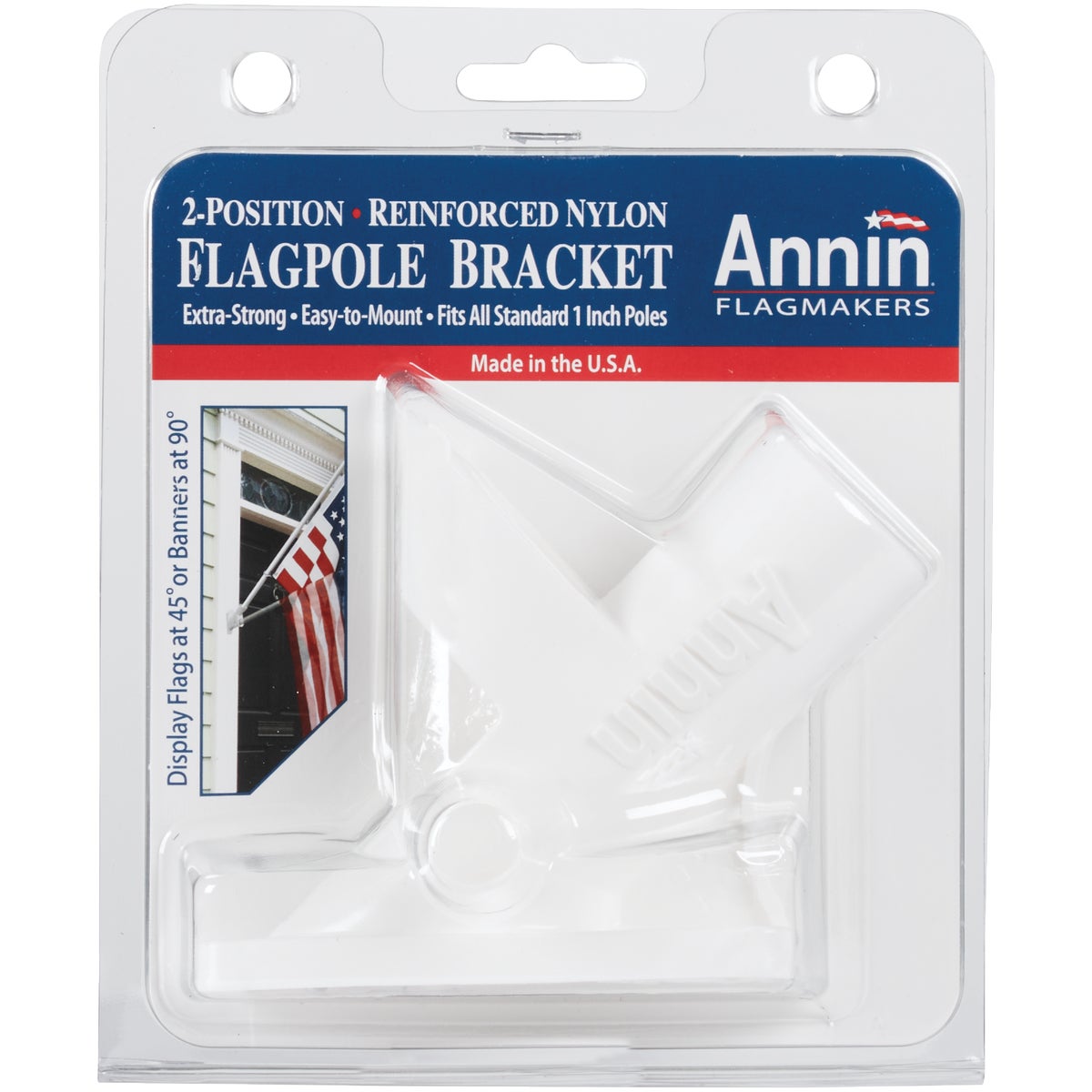 Annin 2-Position 1 In. Nylon White Two-Way Flag Pole Bracket