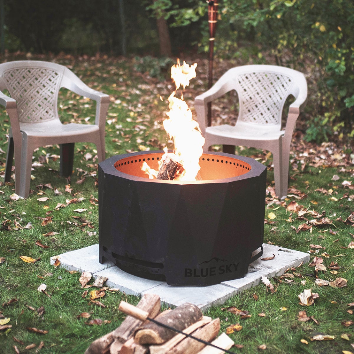 Blue Sky Mammoth 32 In. Round Steel Wood/Pellet High Efficiency Fire Pit