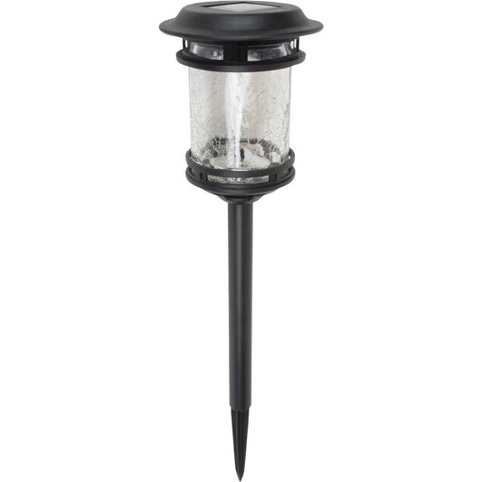 Moonrays Black 10 Lumens Plastic & Crackle Glass Solar Cylinder Stake Light