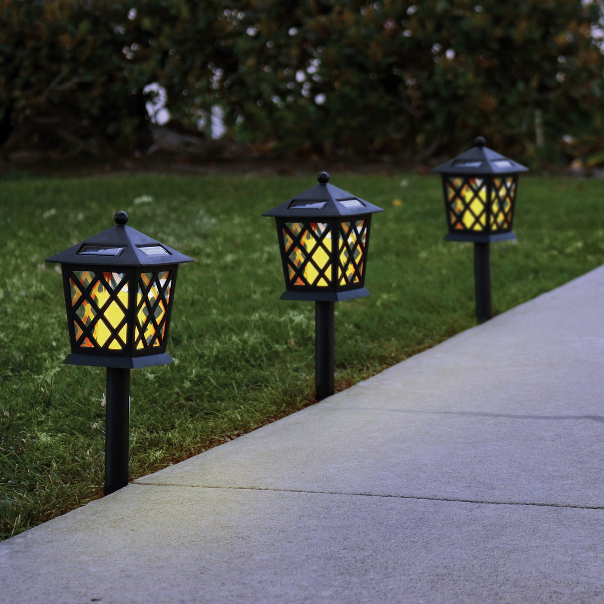 Alpine Black 2 Lumens Plastic LED Lantern Solar Path Light (4-Pack)