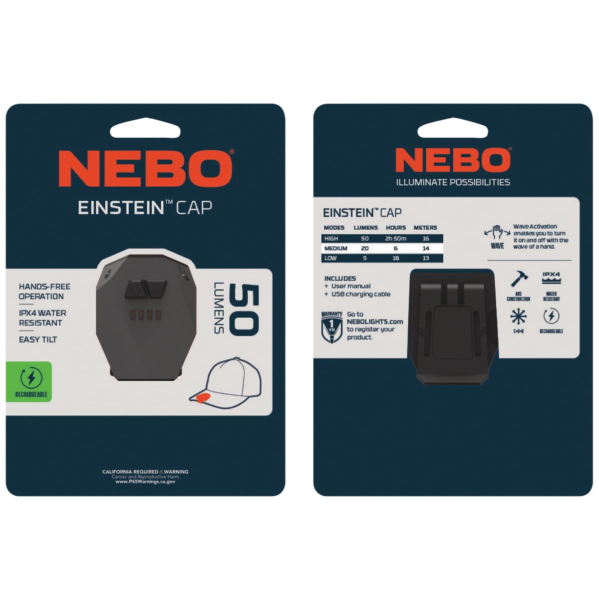 Nebo Einstein 50 Lm. LED Rechargeable Cap Light