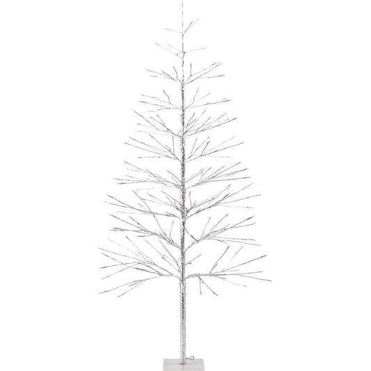 Alpine 60 In. Silver Christmas Tree with Green LED Lights