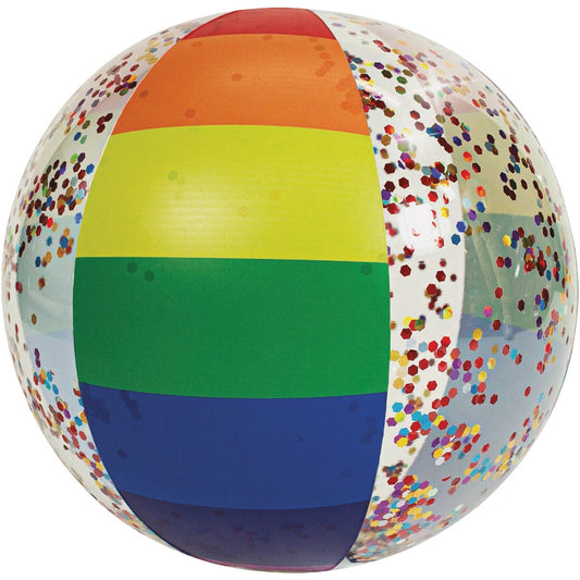 PoolCandy Classic Rainbow Glitter Jumbo 13.75 In. Beach Ball