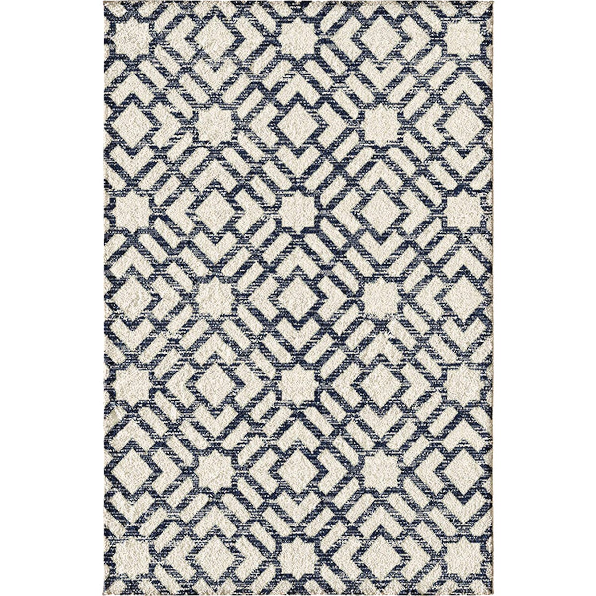 Backyard Bungalow Newell 6 Ft. 7 In. x 9 Ft. 6 In. Navy Geo Plush Outdoor Rug