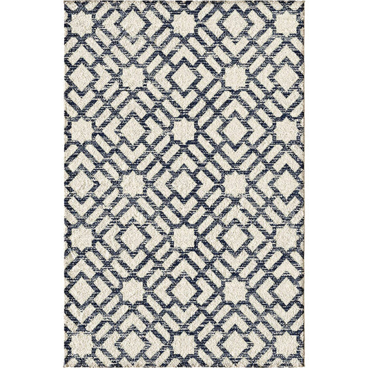 Backyard Bungalow Newell 6 Ft. 7 In. x 9 Ft. 6 In. Navy Geo Plush Outdoor Rug