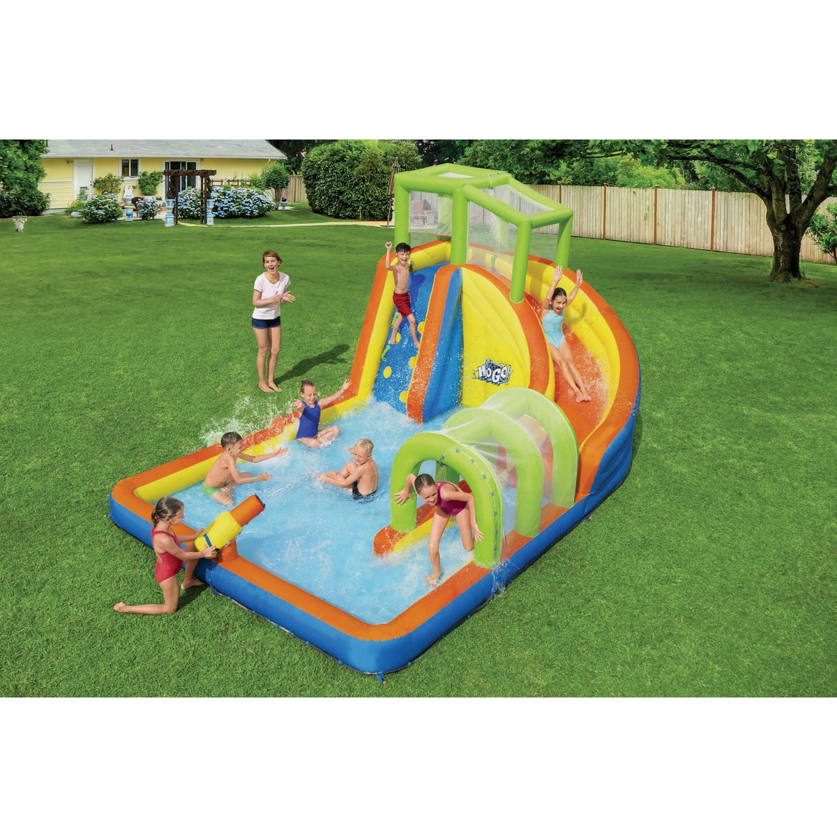 H2OGO! 16 Ft. 3 In. x 10 Ft. 6 In. x 8 Ft. 6 In. Cascade Cove Mega Water Park