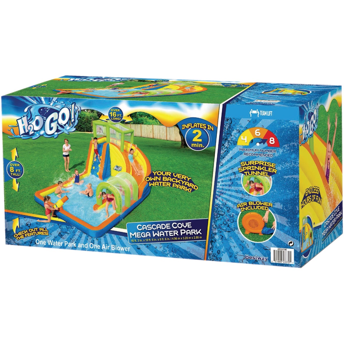 H2OGO! 16 Ft. 3 In. x 10 Ft. 6 In. x 8 Ft. 6 In. Cascade Cove Mega Water Park