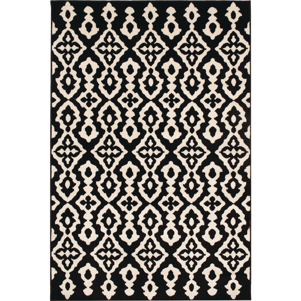 Backyard Bungalow Newnan 6 Ft. 7 In. x 9 Ft. 6 In. Black Geo Plush Outdoor Rug