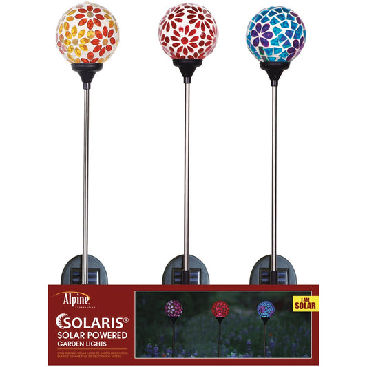 Alpine Mosaic Glass Daisy 32 In. H. Solar Stake Light