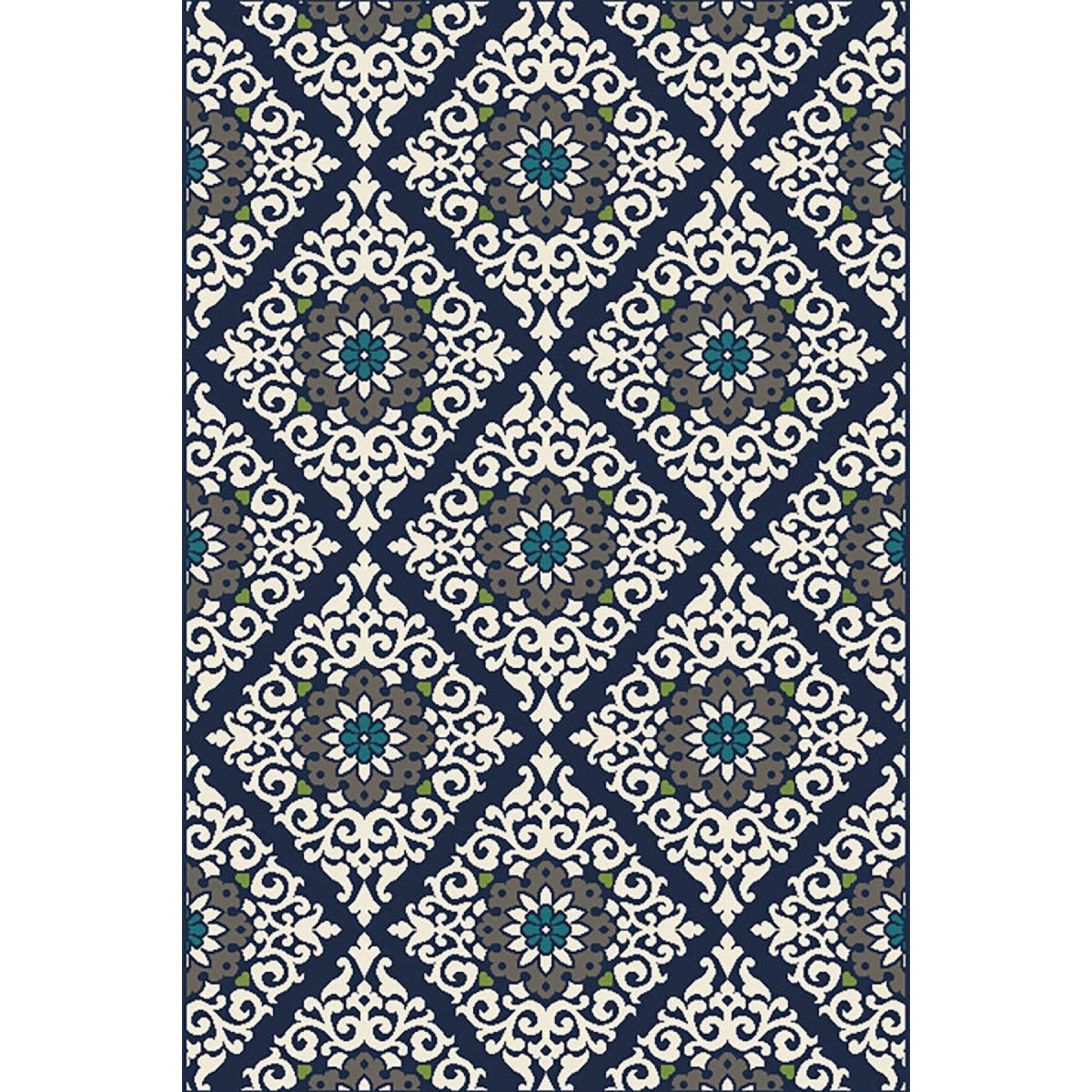 Backyard Bungalow San Miguel 6 Ft. 6 In. x 9 Ft. 6 In. Medallion in Diamond Plush Outdoor Rug