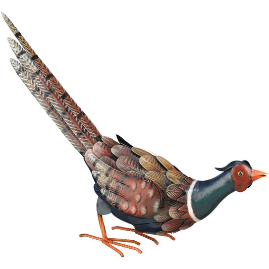 Regal Art & Gift Metal Pheasant Lawn Ornament, Leaning Down