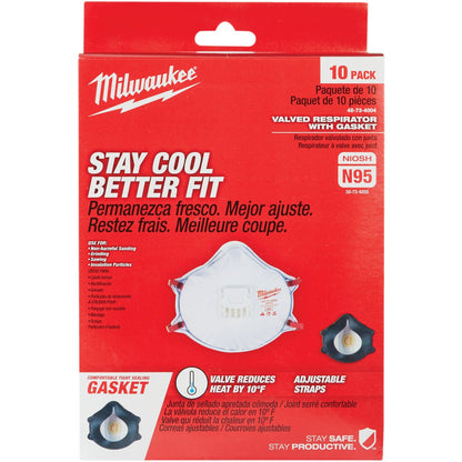 Milwaukee Disposable N95 Valved Respirator with Gasket (10-Pack)
