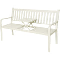 Decoris Garden Furniture Nottingham 60 In. L. White Aluminum Bench with Pop Up Side Table