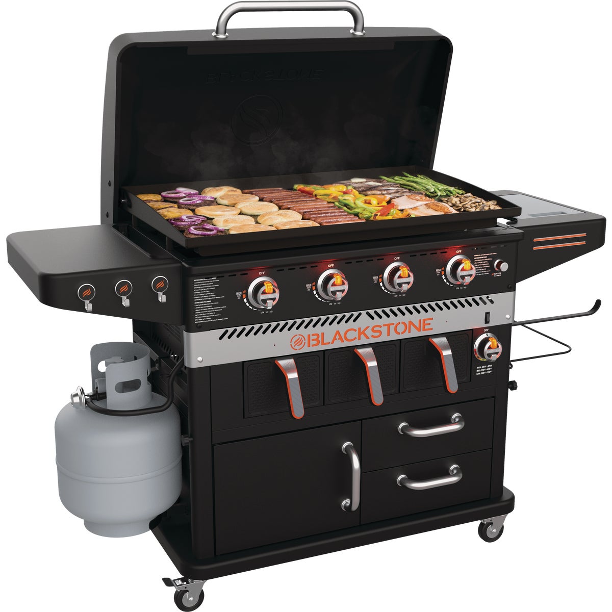 Blackstone 4-Burner Black 60,000 BTU 768 Sq. In. Outdoor LP Gas Griddle with Air Fryer