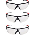 Milwaukee Red & Black Frame Safety Glasses with Clear Anti-Scratch Lenses (3-Pack)