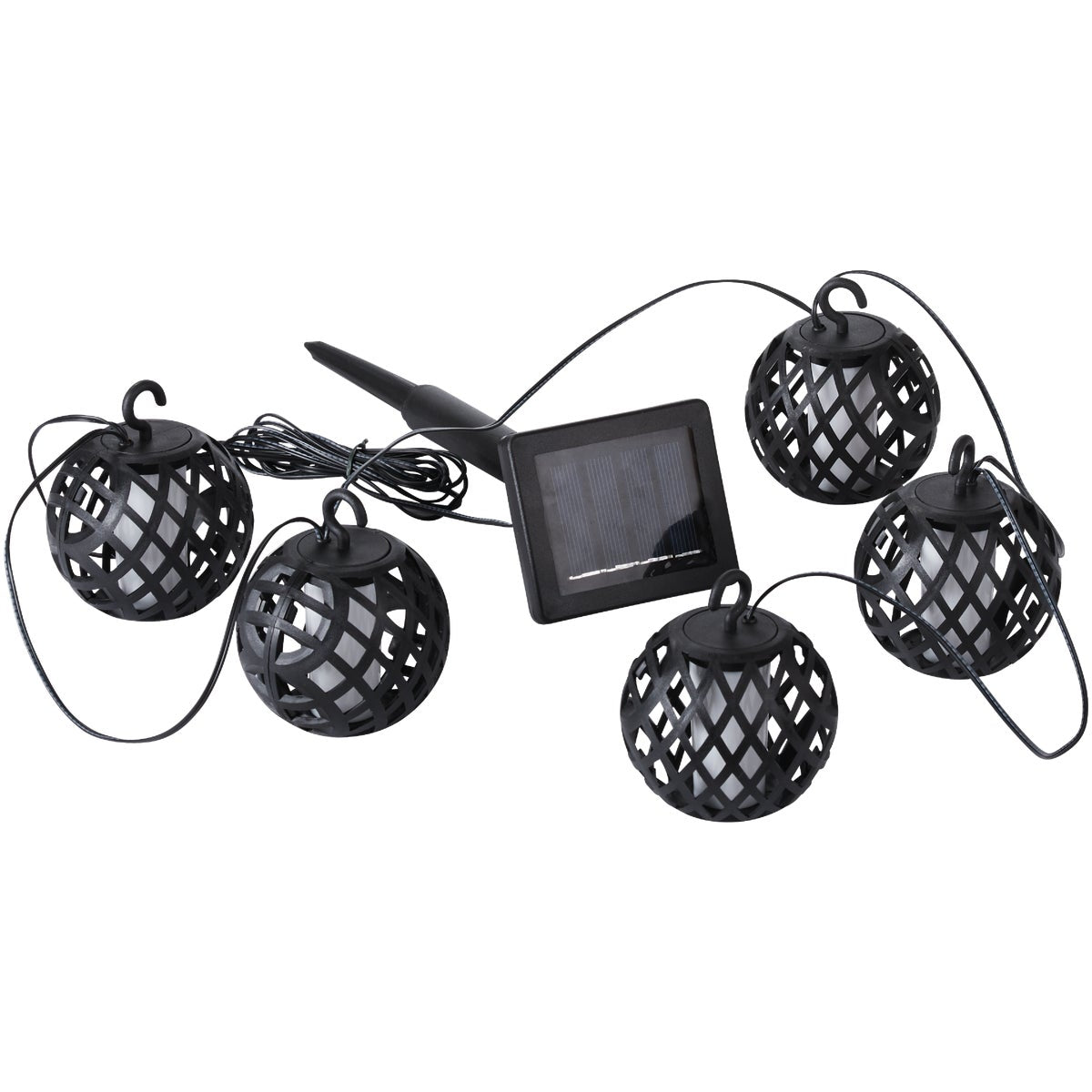 Outdoor Expressions 126 In. 5-Light Solar Flame String Light Set