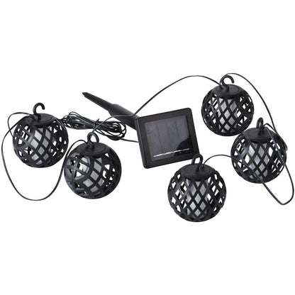 Outdoor Expressions 126 In. 5-Light Solar Flame String Light Set