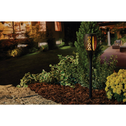 Moonrays Black 3 Lumens Plastic LED Flickering Torch Solar Path Light