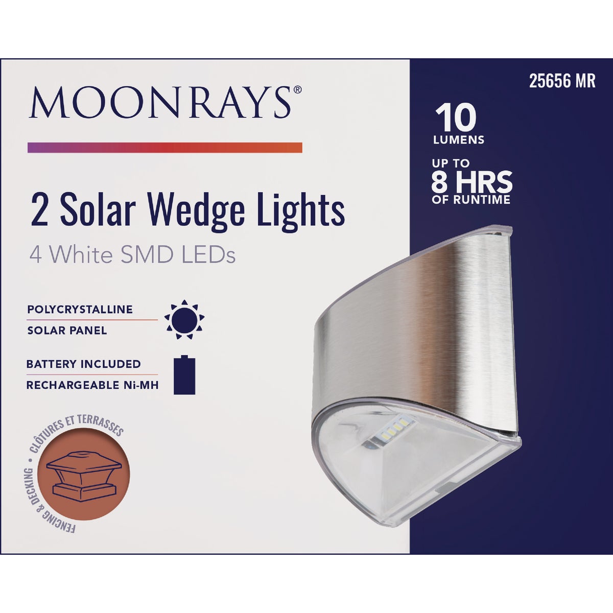 Moonrays 3.94 In. L. Stainless Steel SMD LED Solar Wedge Light (2-Pack)